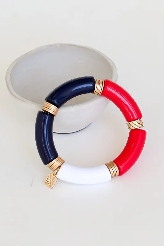 Bold And Beautiful Jewelry Now At Irresistible Prices Red + Navy Color Block Tube Bracelet