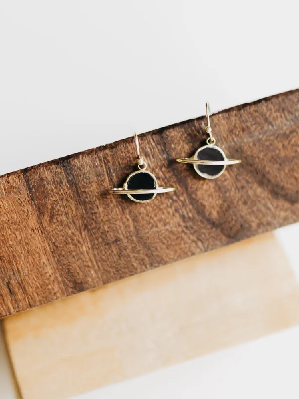 Fashion-Forward Jewelry At Exclusive Discounts Saturn Enamel Earrings - Black