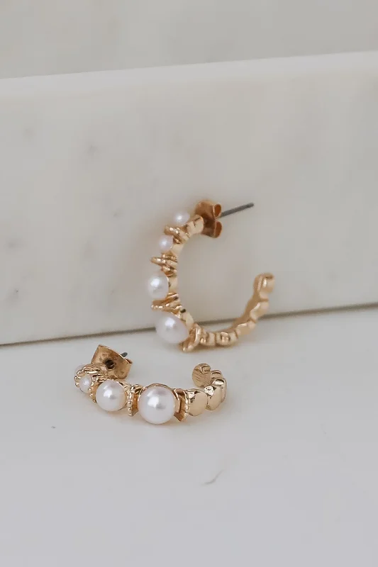 Sienna Gold Pearl Hoop Earrings