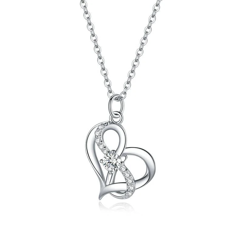 Silver Infinity Heart Necklaces Birthday Gifts