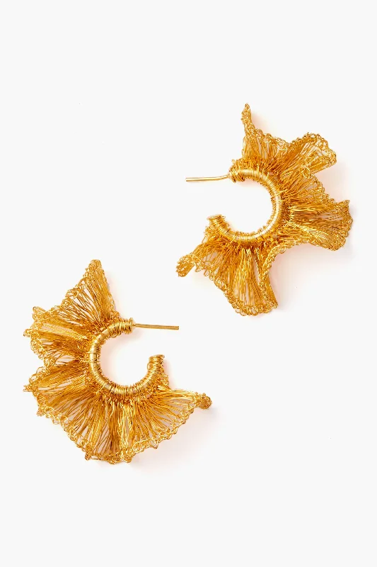 Buy More, Save More On Stunning Jewelry Pieces Small Hand Crochet Gold Ruffled Hoops Buy More, Save More On Stunning Jewelry Pieces Small Hand Crochet Gold Ruffled Hoops