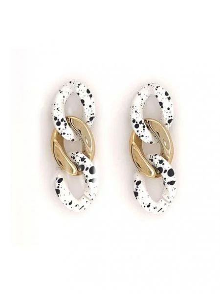 Luxury Jewelry At Unbeatable Discounts Splatter Coated Earrings - Wht