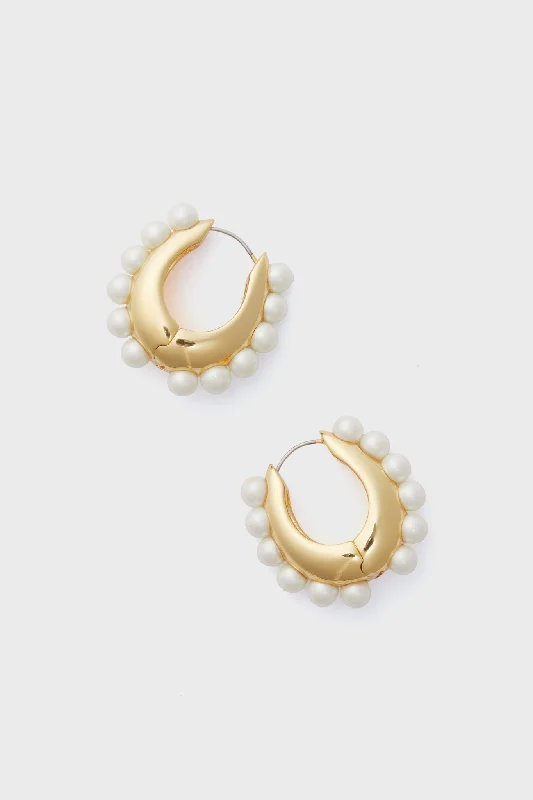 Chic, Trendy, And Affordable Jewelry Sale White Gold Mega Jasmin Pearl Hoops