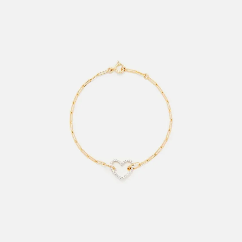 Yvonne Leon Bracelet Petit Coeur Diamants Jaune - Yellow Gold