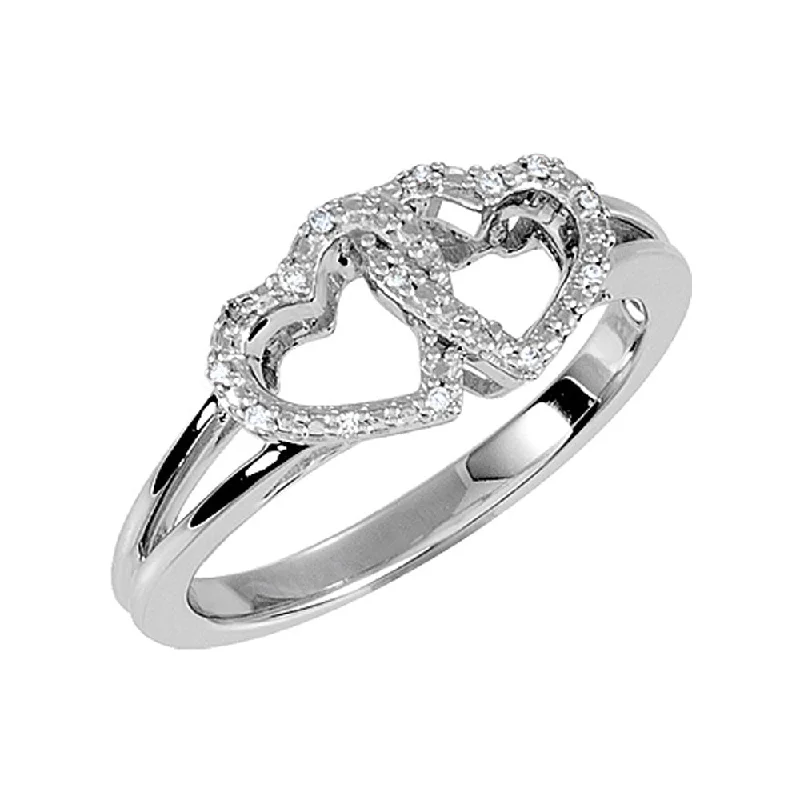 Trending Jewelry Styles Now At Limited-Time Discounts .05 Ctw Diamond Accent Double Heart Ring in Sterling Silver