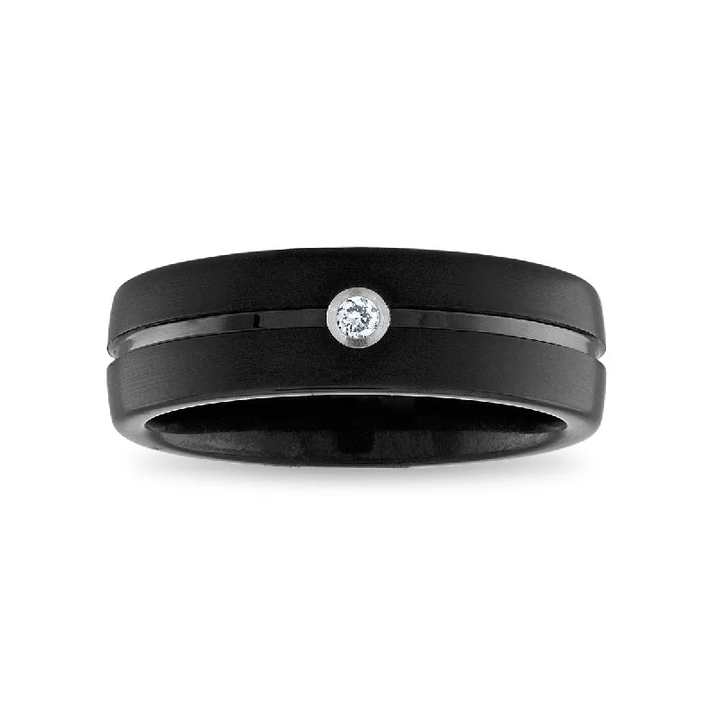 Special Offers On Handcrafted And Designer Jewelry 1/25 CTW Diamond Wedding Ring in Black Tungsten Special Offers On Handcrafted And Designer Jewelry 1/25 CTW Diamond Wedding Ring in Black Tungsten