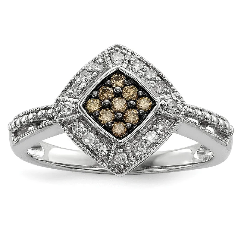 Must-Have Jewelry Pieces At Reduced Prices 1/4 Ctw Champagne & White Diamond 12mm Rhombus Ring in Sterling Silver Must-Have Jewelry Pieces At Reduced Prices 1/4 Ctw Champagne & White Diamond 12mm Rhombus Ring in Sterling Silver
