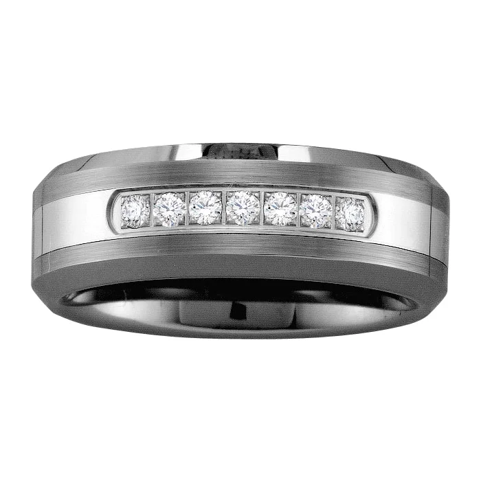 Personalized Engraved Jewelry For Meaningful Gifts 1/5 CTW Diamond Wedding Ring in Tungsten Personalized Engraved Jewelry For Meaningful Gifts 1/5 CTW Diamond Wedding Ring in Tungsten