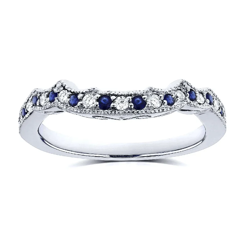 Beautiful Jewelry, Breathtaking Discounts – Hurry In 1/5ct TCW Sapphire and Diamond Contour Wedding Ring in 14k White Gold Beautiful Jewelry, Breathtaking Discounts – Hurry In 1/5ct TCW Sapphire and Diamond Contour Wedding Ring in 14k White Gold