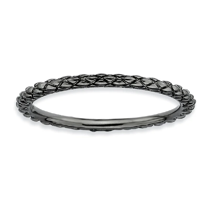 Exclusive Jewelry Bundles At Discounted Rates 1.5mm Stackable Black Plated Silver Crisscross Band Exclusive Jewelry Bundles At Discounted Rates 1.5mm Stackable Black Plated Silver Crisscross Band