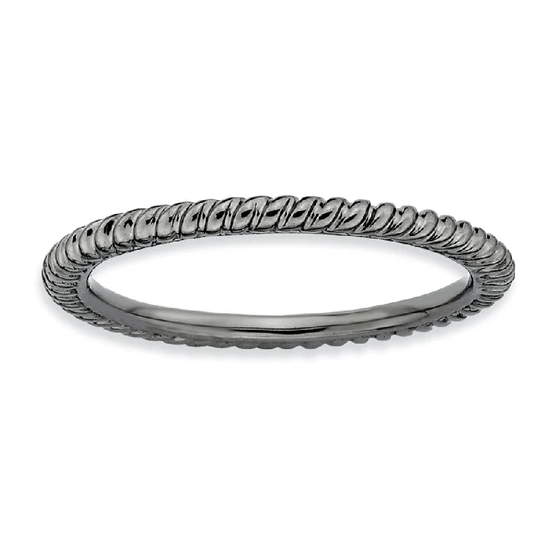 Unmissable Jewelry Discounts – Elevate Your Look For Less 1.5mm Stackable Black Plated Silver Twisted Band Unmissable Jewelry Discounts – Elevate Your Look For Less 1.5mm Stackable Black Plated Silver Twisted Band