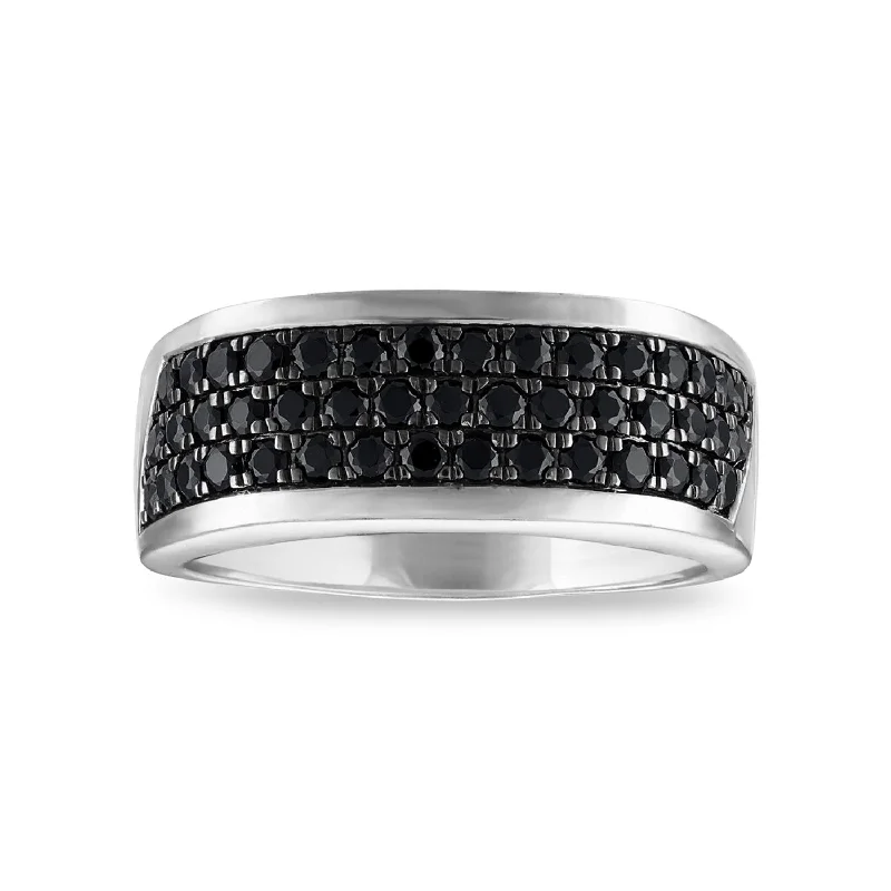 Eco-Friendly Sustainable Jewelry For Conscious Buyers 1 CTW Black Diamond Fashion Ring in Rhodium Plated Sterling Silver Eco-Friendly Sustainable Jewelry For Conscious Buyers 1 CTW Black Diamond Fashion Ring in Rhodium Plated Sterling Silver