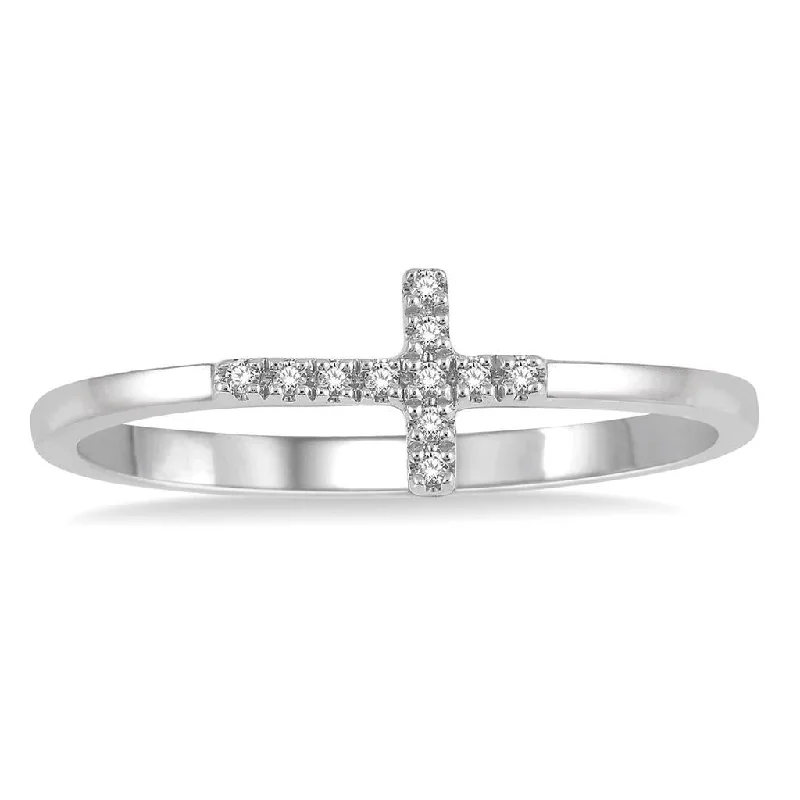 10K White Gold Diamond Cross Ring