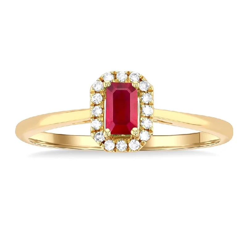 Don't Miss Our Biggest Jewelry Sale Of The Season 10K Yellow Gold Ruby And Diamond Halo Ring