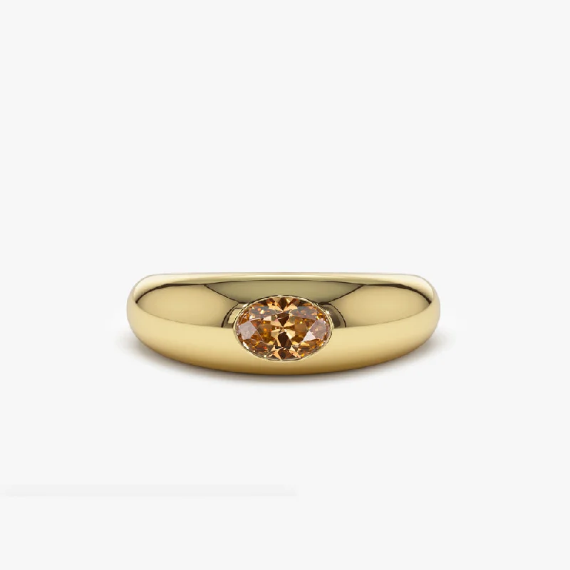 Premium Diamond Jewelry For Unforgettable Moments 14k Flush Set Oval Citrine Dome Ring Premium Diamond Jewelry For Unforgettable Moments 14k Flush Set Oval Citrine Dome Ring