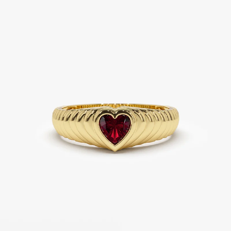 Limited Stock On Premium Jewelry At Low Prices 14k Heart Shape Garnet Beveled Ring Limited Stock On Premium Jewelry At Low Prices 14k Heart Shape Garnet Beveled Ring