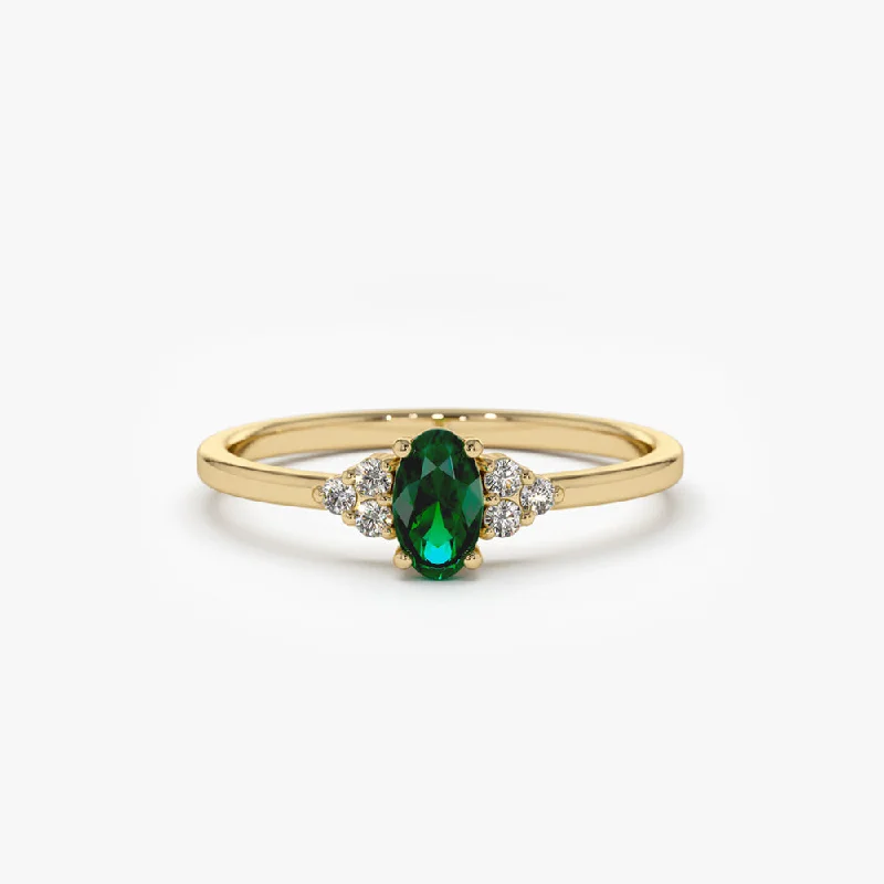 Trendy And Classic Jewelry Now At Reduced Prices 14K Oval Emerald and Diamond Ring Trendy And Classic Jewelry Now At Reduced Prices 14K Oval Emerald and Diamond Ring
