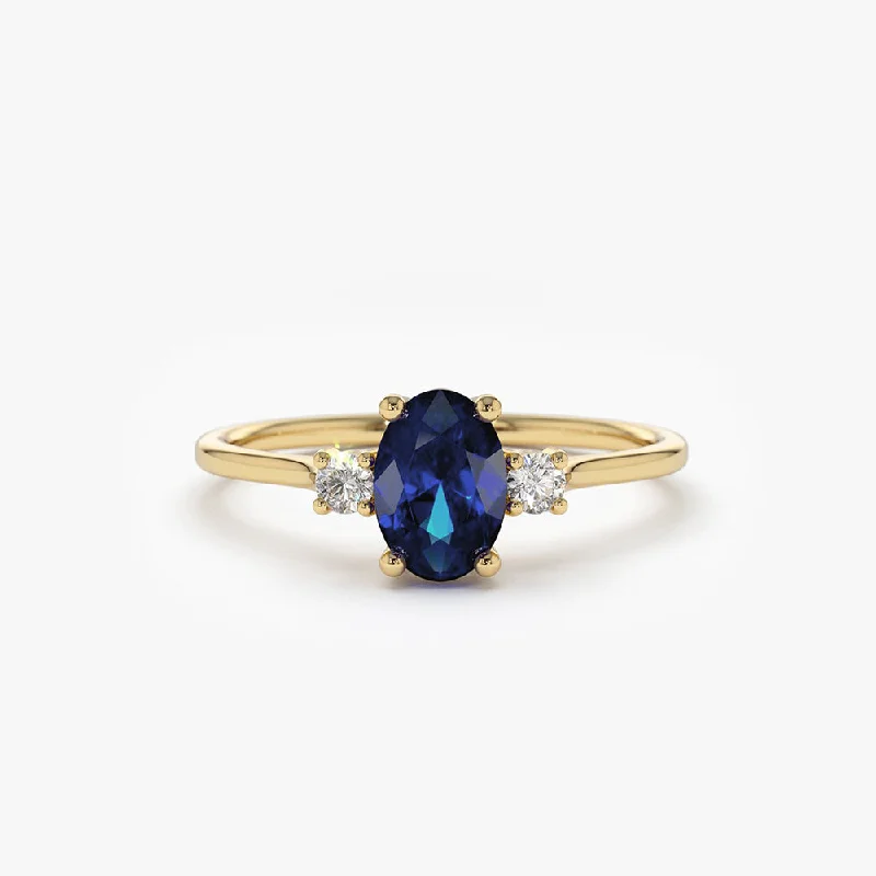 Your Dream Jewelry At Dream Prices – Shop Now 14k Oval Shape Sapphire and Diamond 3 Stone Ring Your Dream Jewelry At Dream Prices – Shop Now 14k Oval Shape Sapphire and Diamond 3 Stone Ring