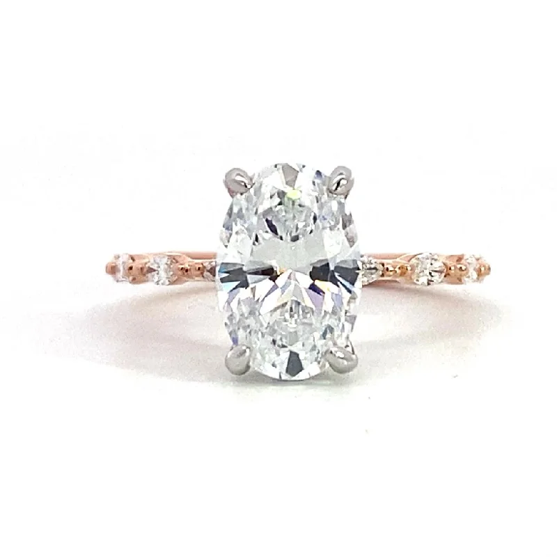 14K Rose And White Gold 'Adeena' Hidden Halo Oval Diamond Engagement Ring