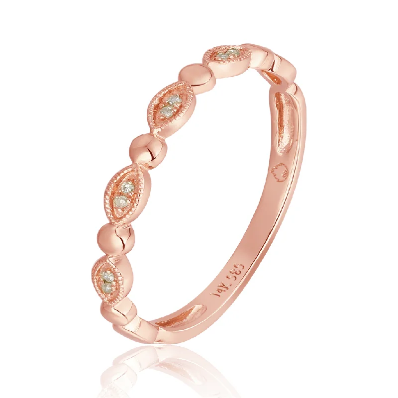 Chic, Trendy, And Affordable Jewelry Sale 14K Rose Gold Dainty Classic Diamond Stackable Ring