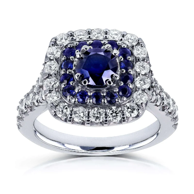 Your Perfect Accessory At The Perfect Price Sapphire and Diamond Double Halo Ring 14k White Gold (1 7/8 CTW) Your Perfect Accessory At The Perfect Price Sapphire and Diamond Double Halo Ring 14k White Gold (1 7/8 CTW)