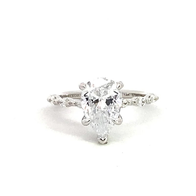 Affordable Elegance – Premium Jewelry At Special Prices 14K White Gold 'Adeena' Hidden Halo Pear Diamond Engagement Ring