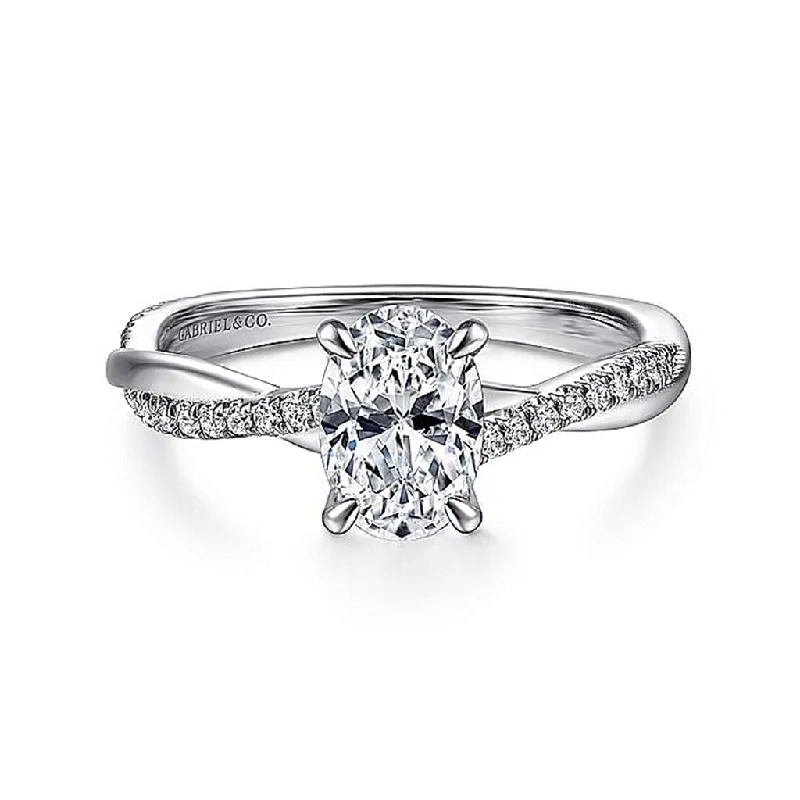 Limited-Time Jewelry Sale – Don't Miss Out On Dazzling Discounts 14K White Gold 'Campana' Oval Twist Diamond Engagement Ring Limited-Time Jewelry Sale – Don't Miss Out On Dazzling Discounts 14K White Gold 'Campana' Oval Twist Diamond Engagement Ring