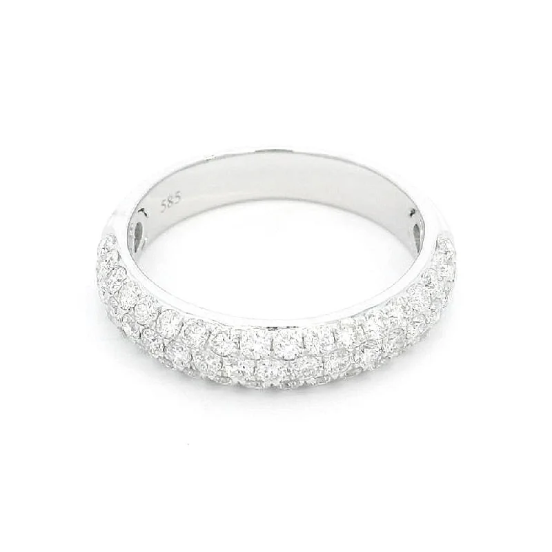 Shop Dazzling Jewelry With Special Promotional Discounts 14K White Gold Classic Pavé Diamond Ring Shop Dazzling Jewelry With Special Promotional Discounts 14K White Gold Classic Pavé Diamond Ring