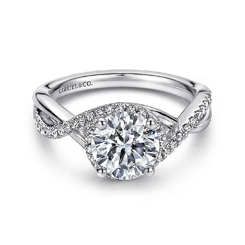 Elegant Designs, Unbeatable Discounts – Shop Jewelry Now 14K White Gold 'Courtney' Twist Round Diamond Engagement Ring Elegant Designs, Unbeatable Discounts – Shop Jewelry Now 14K White Gold 'Courtney' Twist Round Diamond Engagement Ring