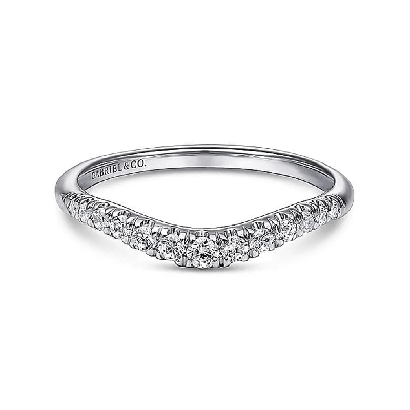 Jewelry Flash Sale – Stylish Designs At Unbeatable Rates 14K White Gold Curved French Pavé Diamond Wedding Band