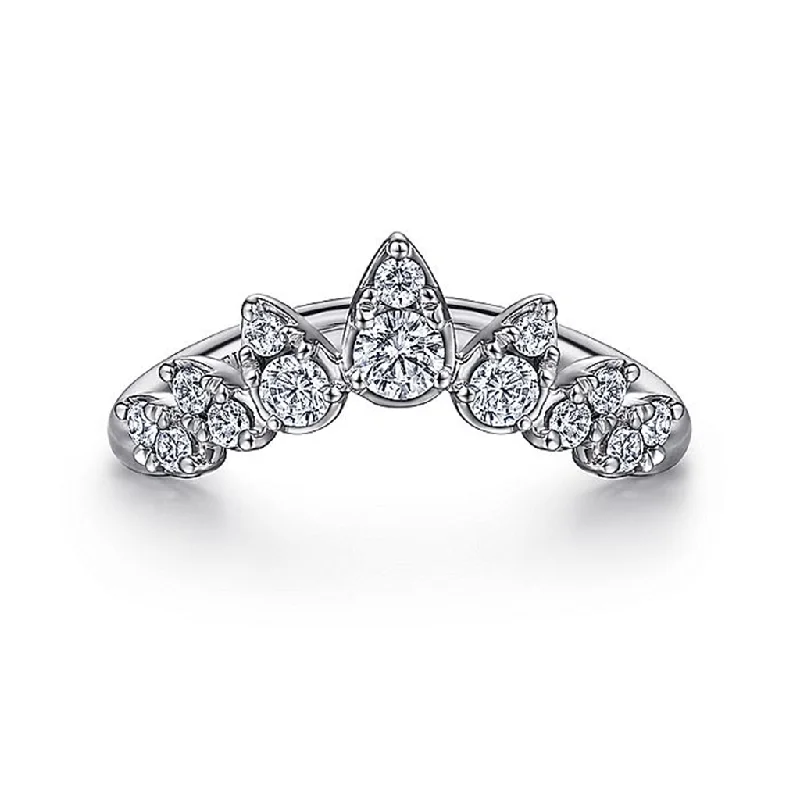 Elegant Jewelry, Exclusive Prices – Shop Now 14K White Gold Diamond Burst Curved Ring