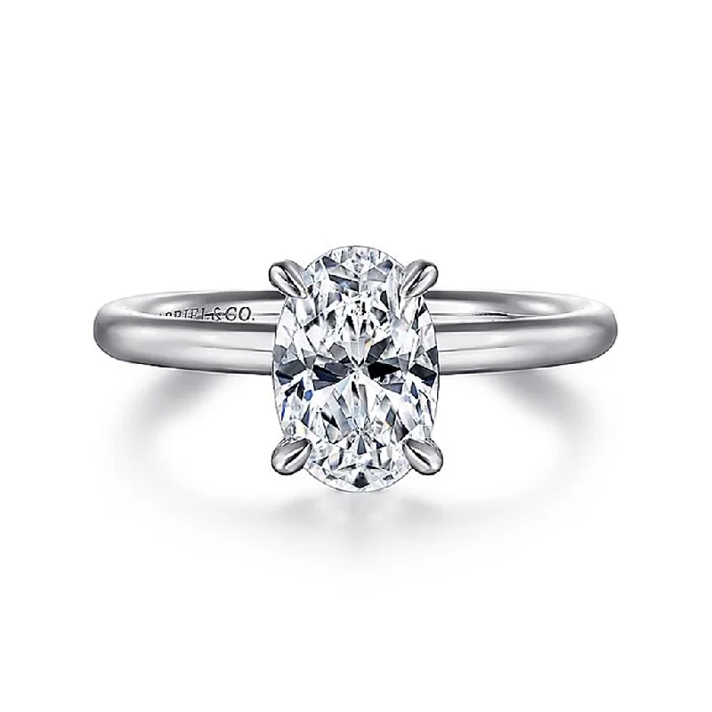 14K White Gold ‘Lark’ Oval Solitaire Engagement Ring