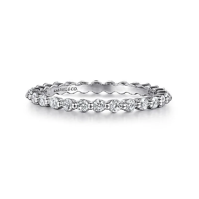 Handcrafted Jewelry Sale – Unique Designs At Low Prices 14K White Gold Single Prong Diamond Anniversary Band