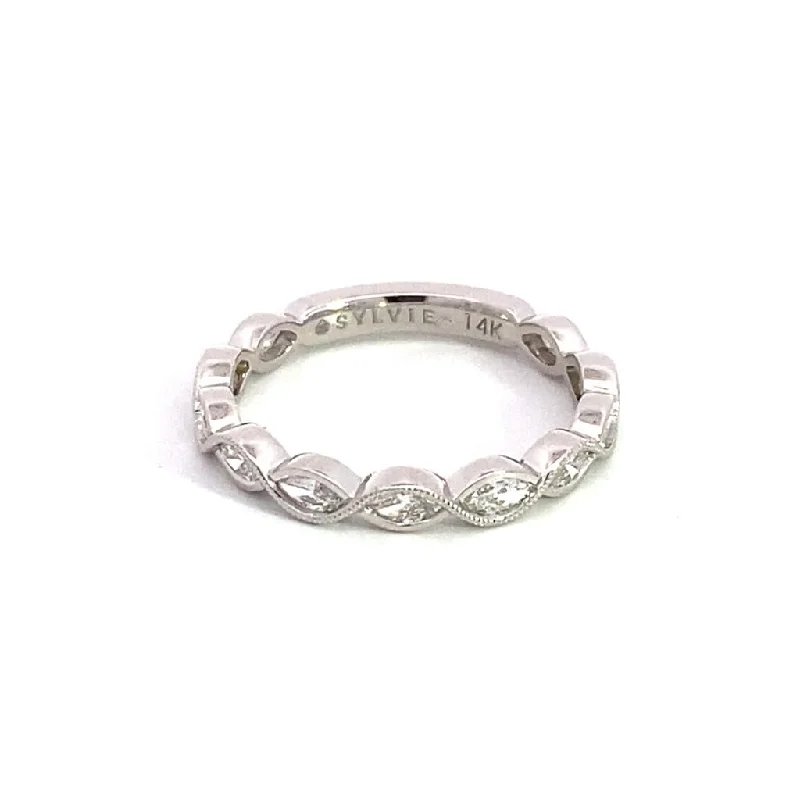Get Your Favorite Jewelry At The Best Price 14K White Gold Straight Milgrain Diamond Band Get Your Favorite Jewelry At The Best Price 14K White Gold Straight Milgrain Diamond Band