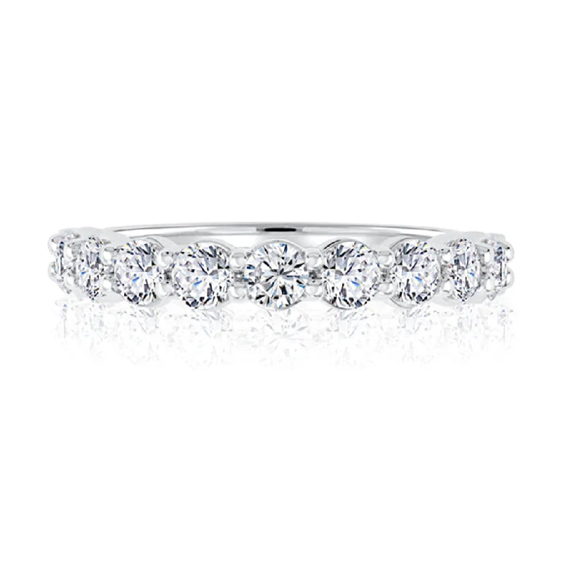 14K White Gold Twist Half Anniversary Diamond Band