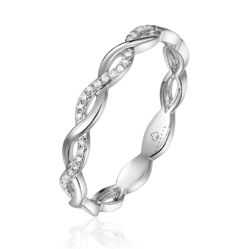 Your Perfect Accessory Now At The Best Price 14K White Gold Twisted Diamond Ring
