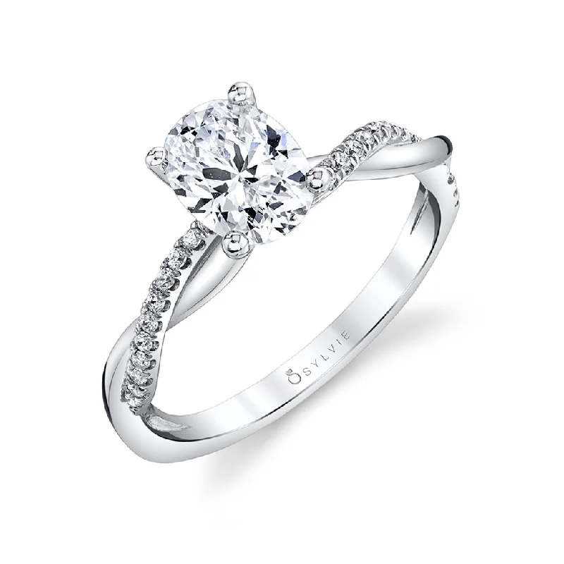 Exclusive Jewelry Offers – Shine For Less 14K White Gold 'Yasmine' Twist Round Diamond Engagement Ring