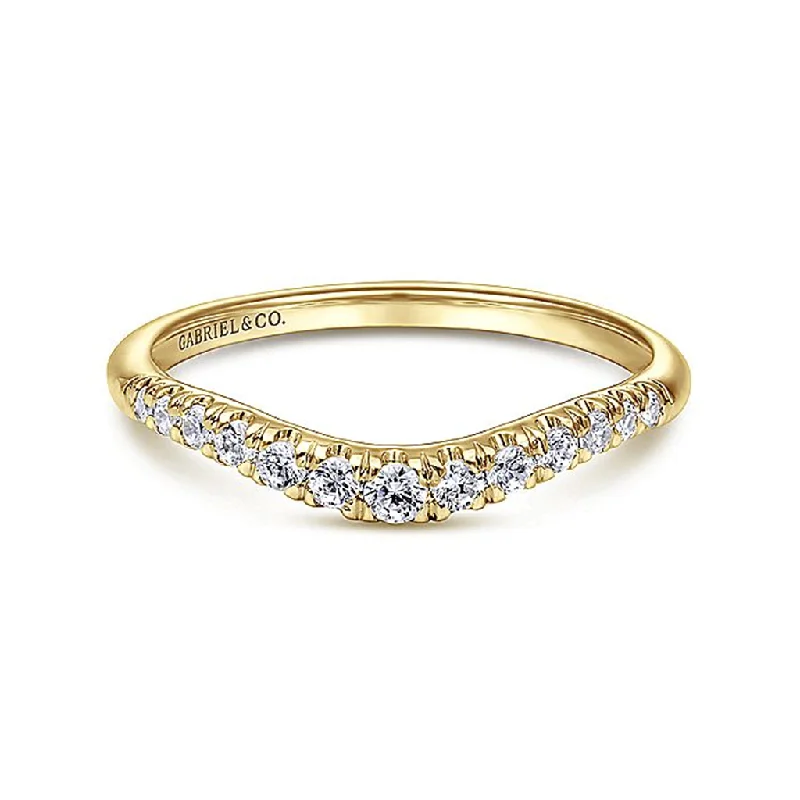 14K Yellow Gold ‘Annecy’ Curved Half Anniversary Diamond Band