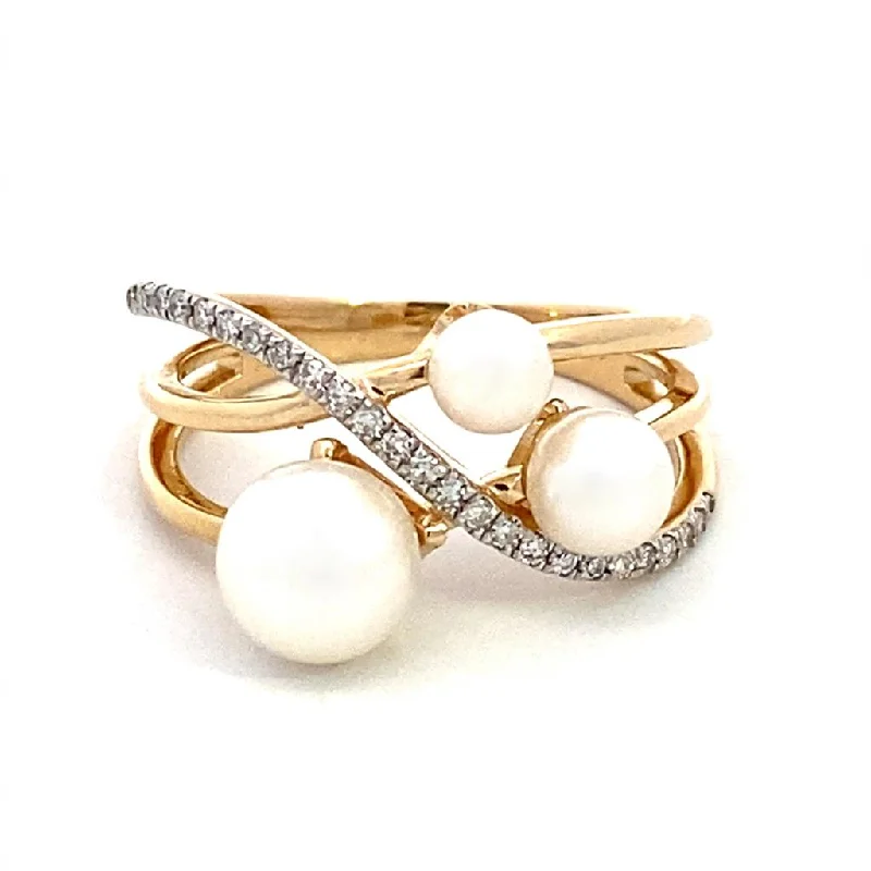 Luxury Meets Affordability – Jewelry Sale Live Now 14K Yellow Gold Pearl And Diamond Twisted Ring Luxury Meets Affordability – Jewelry Sale Live Now 14K Yellow Gold Pearl And Diamond Twisted Ring