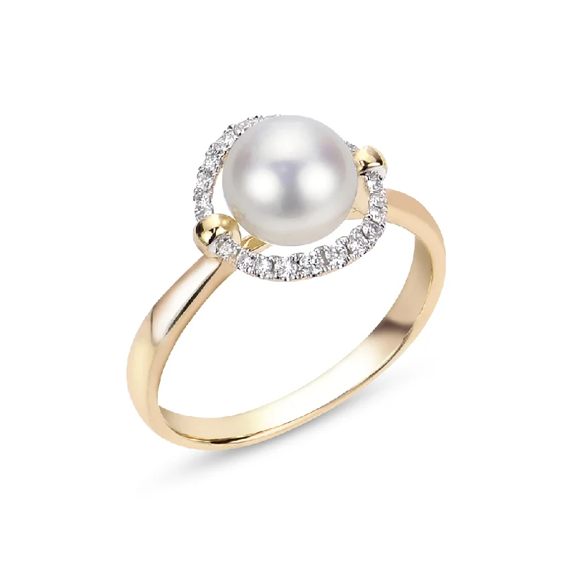 Exclusive Gemstone Jewelry Markdowns – Shop Now 14K Yellow Gold Pearl Halo Ring