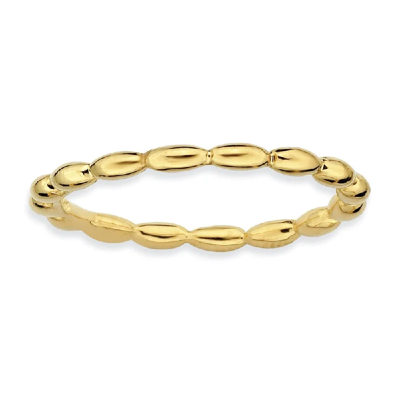 14k Yellow Gold Plated Sterling Silver 1.5mm Rice Bead Stackable Band