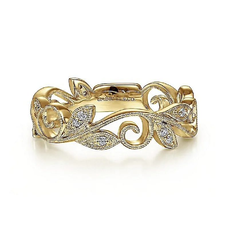 Dazzle In Elegance With Our Biggest Jewelry Sale 14K Yellow Gold Scrolling Floral Diamond Ring Dazzle In Elegance With Our Biggest Jewelry Sale 14K Yellow Gold Scrolling Floral Diamond Ring