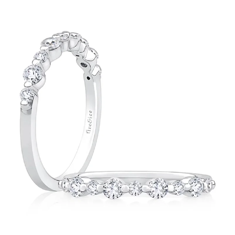 Special Deals On Handcrafted And Designer Jewelry 18K White Gold 'Fire & Ice' Single Prong Half Anniversary Diamond Wedding Band Special Deals On Handcrafted And Designer Jewelry 18K White Gold 'Fire & Ice' Single Prong Half Anniversary Diamond Wedding Band