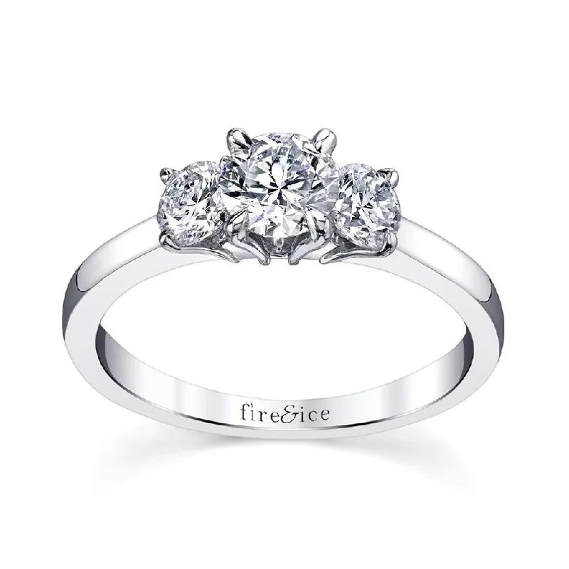 Celebrate Every Occasion With Sparkling Savings 18K White Gold 'Fire & Ice' 1.01Ct Round Diamond Three Stone Engagement Ring