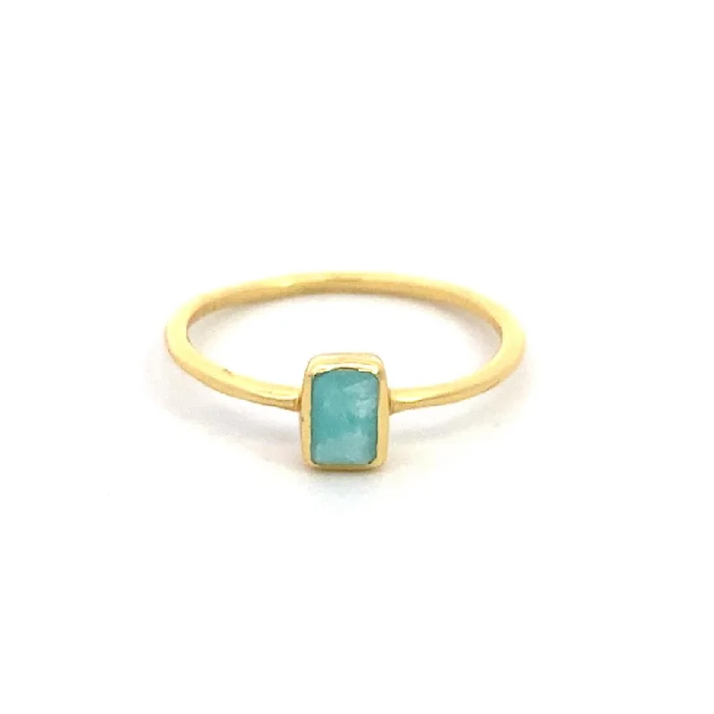 Upgrade Your Jewelry Collection For Less 18K Yellow Gold Vermeil Amazonite Classic Ring Upgrade Your Jewelry Collection For Less 18K Yellow Gold Vermeil Amazonite Classic Ring