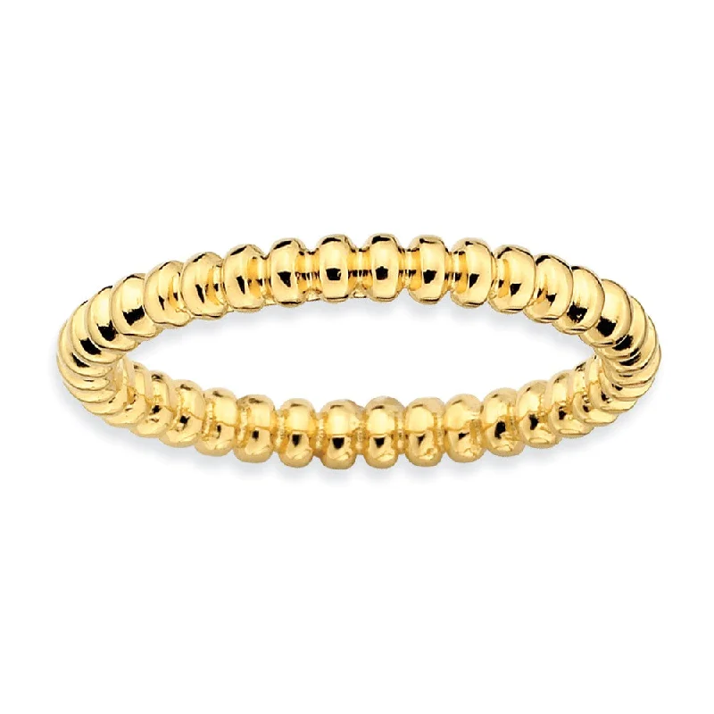 2.25mm Stackable 14K Yellow Gold Plated Silver Beaded Band