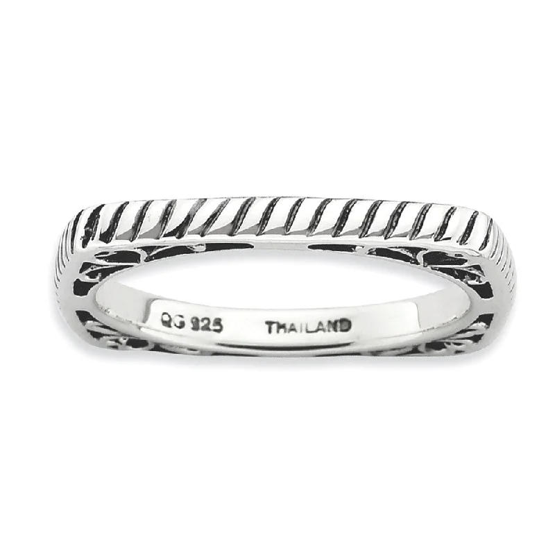 Elevate Your Jewelry Collection With Limited-Time Savings 2.25mm Stackable Antiqued Sterling Silver Square Grooved Band Elevate Your Jewelry Collection With Limited-Time Savings 2.25mm Stackable Antiqued Sterling Silver Square Grooved Band