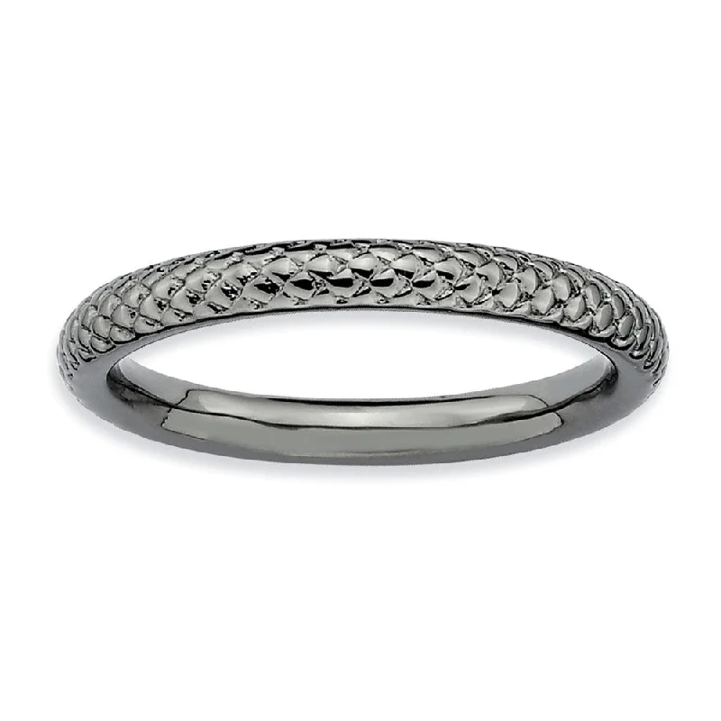Beautiful Jewelry, Breathtaking Discounts – Hurry In 2.25mm Stackable Black Plated Silver Cable Band Beautiful Jewelry, Breathtaking Discounts – Hurry In 2.25mm Stackable Black Plated Silver Cable Band