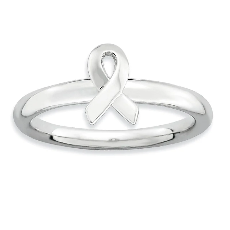 Waterproof Stainless Steel Jewelry For Lasting Beauty 2.25mm Stackable Sterling Silver Awareness Ribbon Ring Waterproof Stainless Steel Jewelry For Lasting Beauty 2.25mm Stackable Sterling Silver Awareness Ribbon Ring