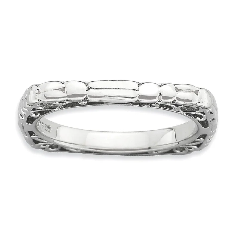 Sparkle For Less – Shop Jewelry Deals Now 2.25mm Stackable Sterling Silver Square Cobblestone Band Sparkle For Less – Shop Jewelry Deals Now 2.25mm Stackable Sterling Silver Square Cobblestone Band